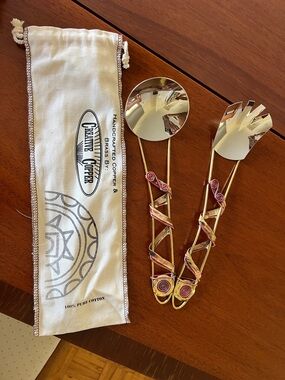 Gold Salad Serving Set - Brass Spoon & Fork